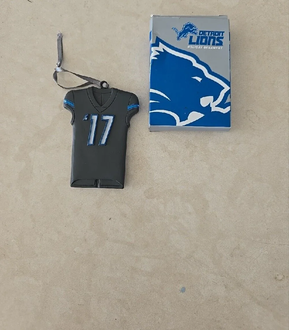 Detroit Lions Holiday Ornaments - Set Of Six - Blue, Gray & Silver